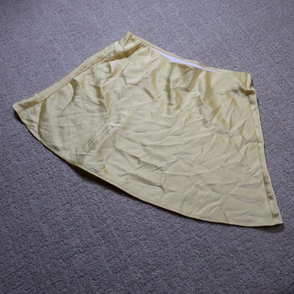 A New Day Womens Satin Mini Skirt Yellow Elastic Waist Size M T1486